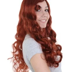 HPO Men's Womens Dark Auburn Seductress Style Wig | Long Wavy Cosplay Halloween Wig | Premium Breathable Capless Cap 14 HPO Men's Womens Dark Auburn Seductress Style Wig | Long Wavy Cosplay Halloween Wig | Premium Breathable Capless Cap