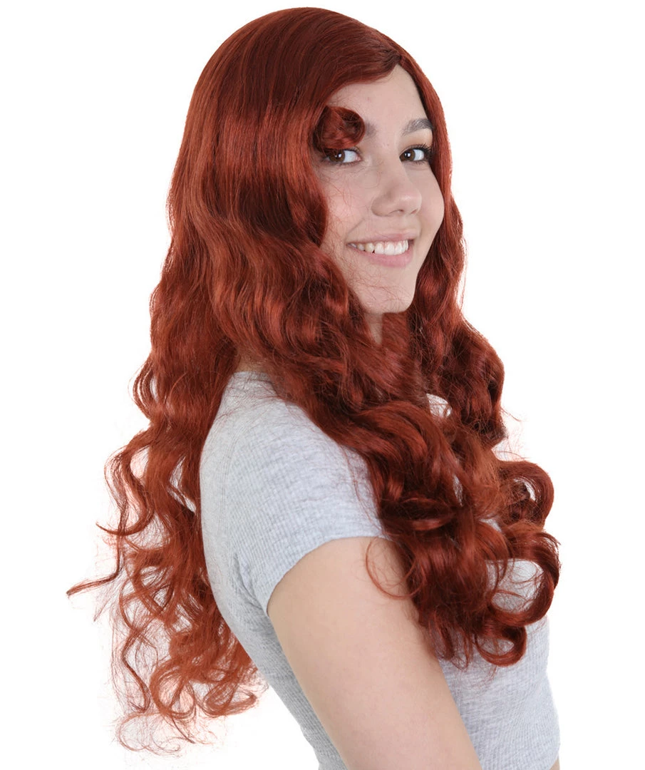 HPO Men's Womens Dark Auburn Seductress Style Wig | Long Wavy Cosplay Halloween Wig | Premium Breathable Capless Cap 6 HPO Men's Womens Dark Auburn Seductress Style Wig | Long Wavy Cosplay Halloween Wig | Premium Breathable Capless Cap