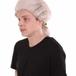 HPO Men's Colonial Short Men White Wig | Premium Breathable Capless Cap