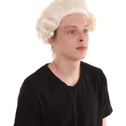 HPO Men's Mens Colonial Historical Judge Light Blonde Wig | Premium Breathable Capless Cap