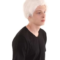 HPO Men's Colonial Short Men White Wig | Premium Breathable Capless Cap