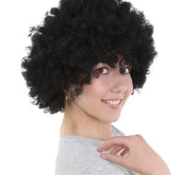 HPO Womens Black Afro Wig | Jumbo Super Size Cosplay Halloween Wig | Premium Breathable Capless Cap Men's