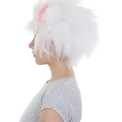 HPO Victoria, White Fluffy Cat Womens Wig With Pink Ears | Premium Breathable Capless Cap Women's 13 HPO Victoria, White Fluffy Cat Womens Wig With Pink Ears | Premium Breathable Capless Cap Women's
