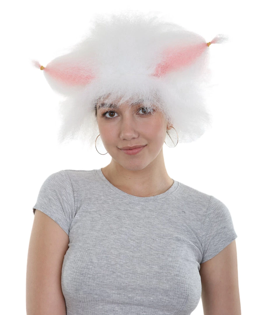 HPO Victoria, White Fluffy Cat Womens Wig With Pink Ears | Premium Breathable Capless Cap Women's 2 HPO Victoria, White Fluffy Cat Womens Wig With Pink Ears | Premium Breathable Capless Cap Women's