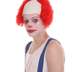 HPO Men's Half Bald Head Curly Men Wig, Black