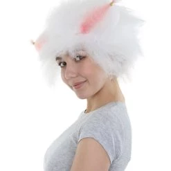 HPO Victoria, White Fluffy Cat Womens Wig With Pink Ears | Premium Breathable Capless Cap Women's 12 HPO Victoria, White Fluffy Cat Womens Wig With Pink Ears | Premium Breathable Capless Cap Women's