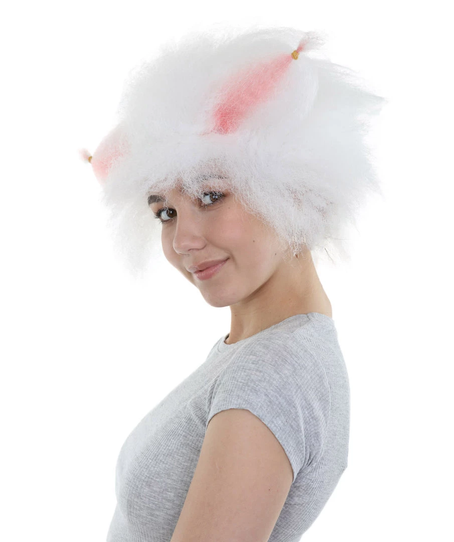 HPO Victoria, White Fluffy Cat Womens Wig With Pink Ears | Premium Breathable Capless Cap Women's 3 HPO Victoria, White Fluffy Cat Womens Wig With Pink Ears | Premium Breathable Capless Cap Women's