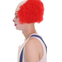 HPO Men's Half Bald Head Curly Men Wig, Black