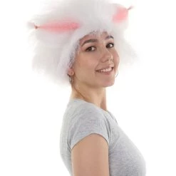 HPO Victoria, White Fluffy Cat Womens Wig With Pink Ears | Premium Breathable Capless Cap Women's 16 HPO Victoria, White Fluffy Cat Womens Wig With Pink Ears | Premium Breathable Capless Cap Women's
