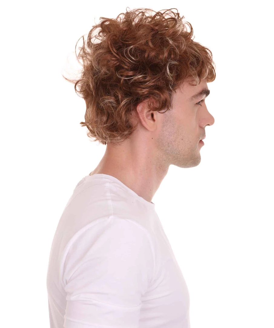 HPO Men's Short Length Curly Pop Rocker Wig | Brown Cosplay Wig | Premium Breathable Capless Cap 5 HPO Men's Short Length Curly Pop Rocker Wig | Brown Cosplay Wig | Premium Breathable Capless Cap