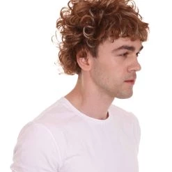 HPO Men's Short Length Curly Pop Rocker Wig | Brown Cosplay Wig | Premium Breathable Capless Cap 13 HPO Men's Short Length Curly Pop Rocker Wig | Brown Cosplay Wig | Premium Breathable Capless Cap