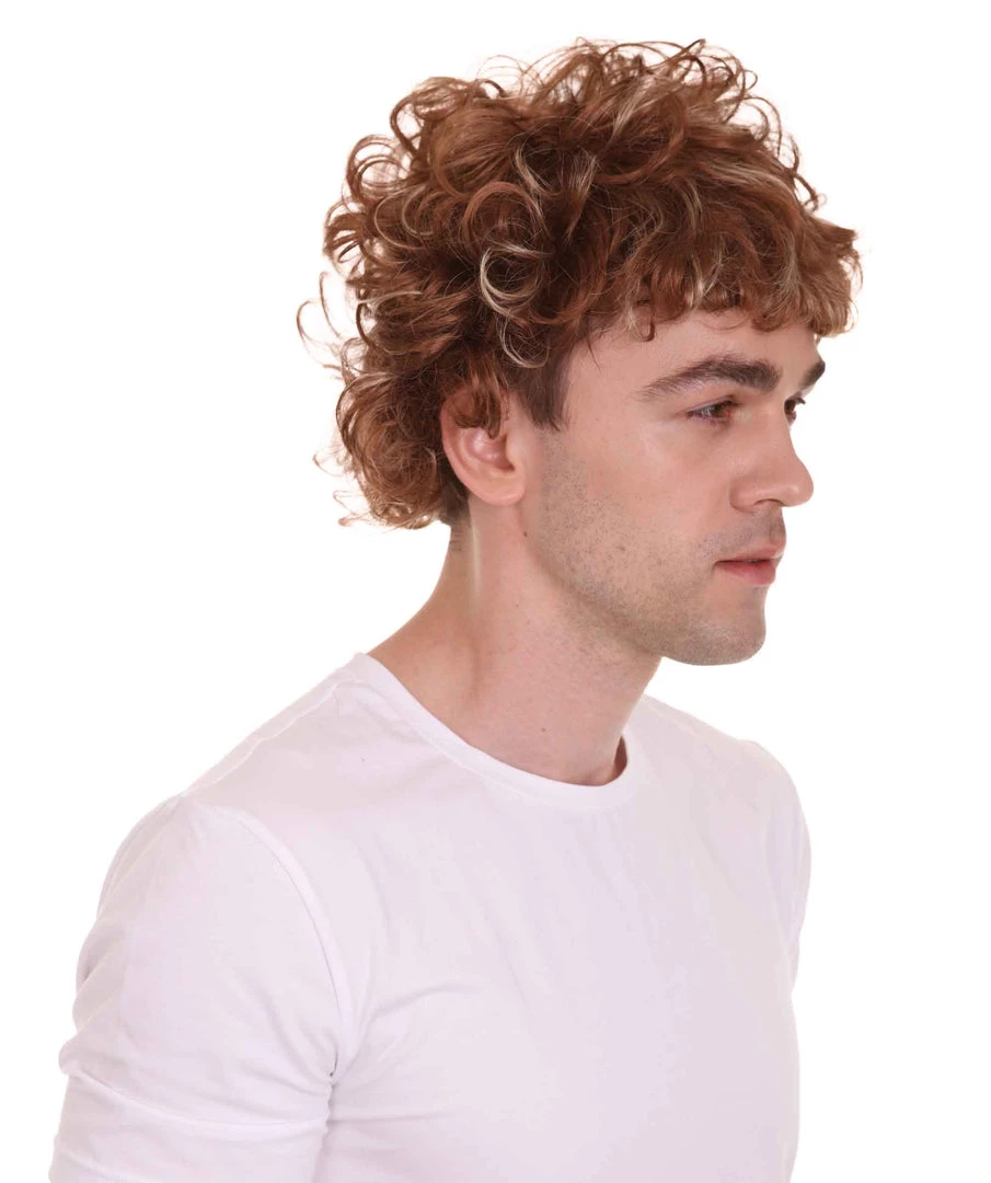 HPO Men's Short Length Curly Pop Rocker Wig | Brown Cosplay Wig | Premium Breathable Capless Cap 6 HPO Men's Short Length Curly Pop Rocker Wig | Brown Cosplay Wig | Premium Breathable Capless Cap