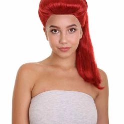 HPO Womens Medium Length Magenta Straight Pony Tail Cosplay Wig | Premium Breathable Capless Cap