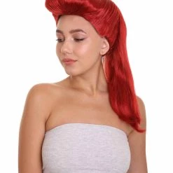 HPO Womens Medium Length Magenta Straight Pony Tail Cosplay Wig | Premium Breathable Capless Cap