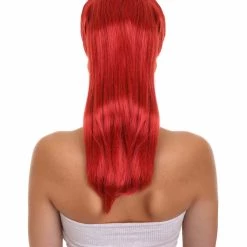 HPO Womens Medium Length Magenta Straight Pony Tail Cosplay Wig | Premium Breathable Capless Cap