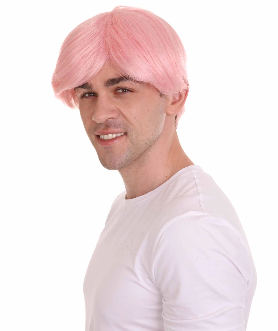 HPO K-Pop | Men's Short Straight Middle Part Pink K Pop Cosplay Wig | Premium Breathable Capless Cap 2 HPO K-Pop | Men's Short Straight Middle Part Pink K Pop Cosplay Wig | Premium Breathable Capless Cap