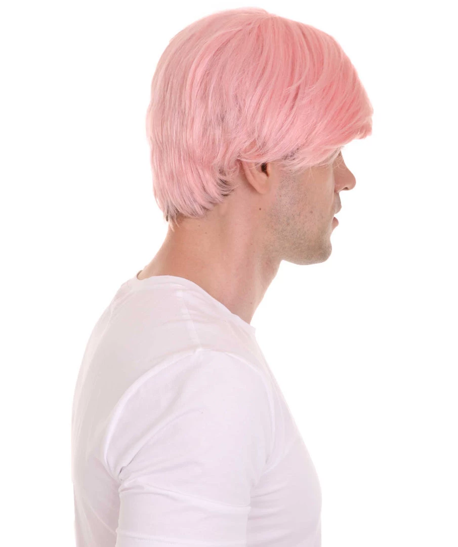HPO K-Pop | Men's Short Straight Middle Part Pink K Pop Cosplay Wig | Premium Breathable Capless Cap 4 HPO K-Pop | Men's Short Straight Middle Part Pink K Pop Cosplay Wig | Premium Breathable Capless Cap