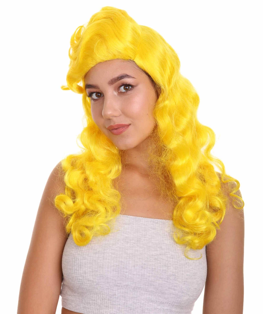 HPO Women's Long Length Side Part Yellow Wavy Cosplay Wig | Premium Breathable Capless Cap 1 HPO Women's Long Length Side Part Yellow Wavy Cosplay Wig | Premium Breathable Capless Cap