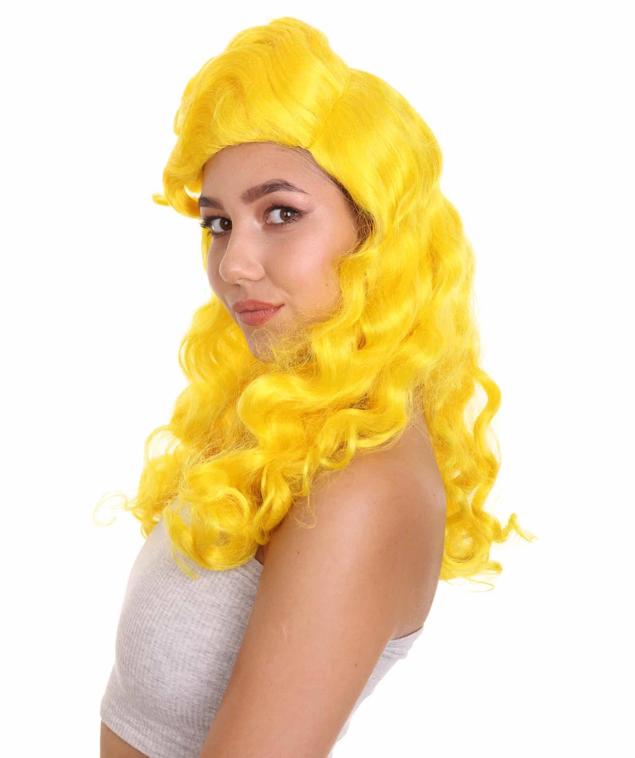 HPO Women's Long Length Side Part Yellow Wavy Cosplay Wig | Premium Breathable Capless Cap 2 HPO Women's Long Length Side Part Yellow Wavy Cosplay Wig | Premium Breathable Capless Cap