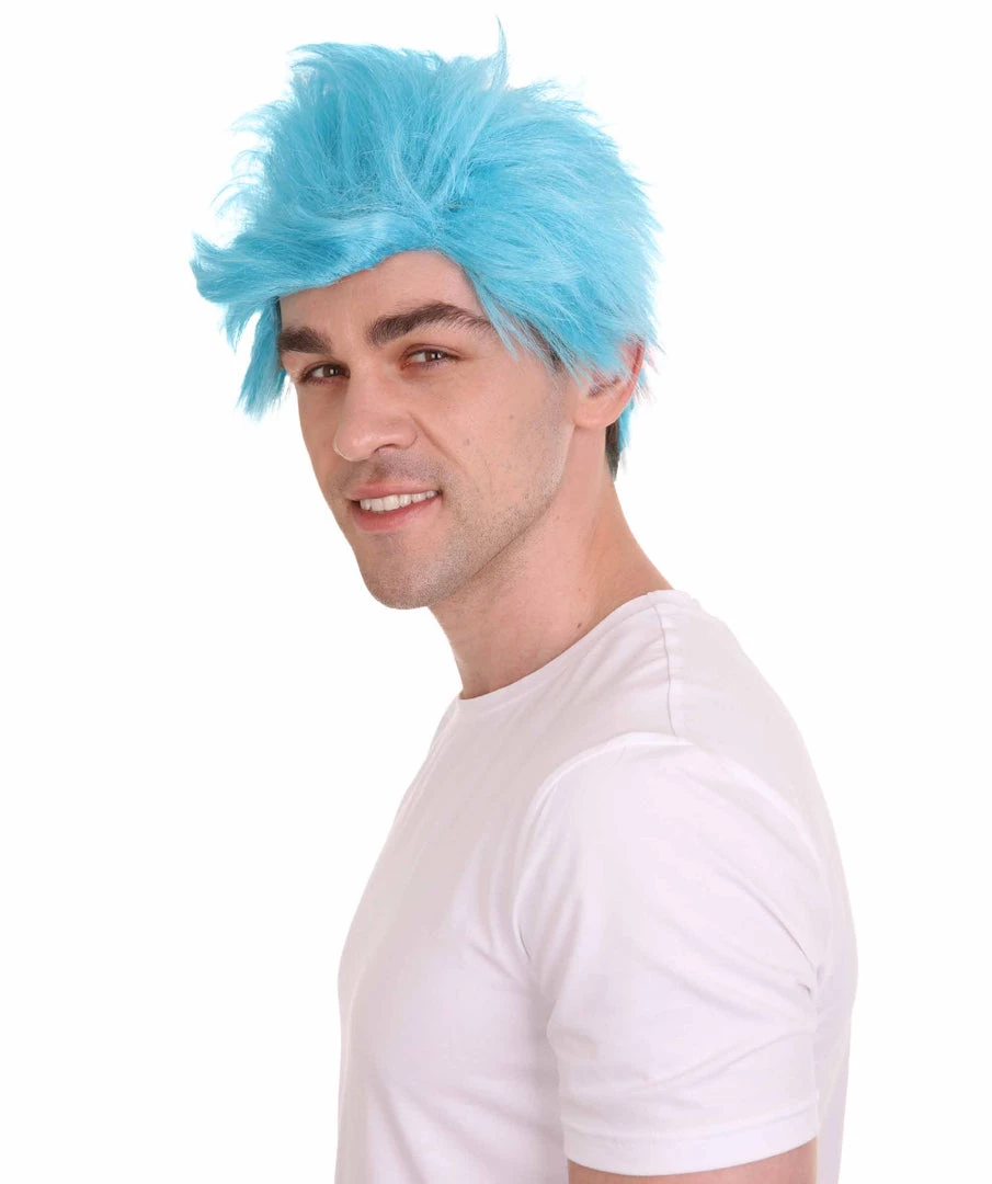 HPO Men's Ninja Computer Gamer Wig | Lt. Blue Cosplay Wig | Premium Breathable Capless Cap 2 HPO Men's Ninja Computer Gamer Wig | Lt. Blue Cosplay Wig | Premium Breathable Capless Cap