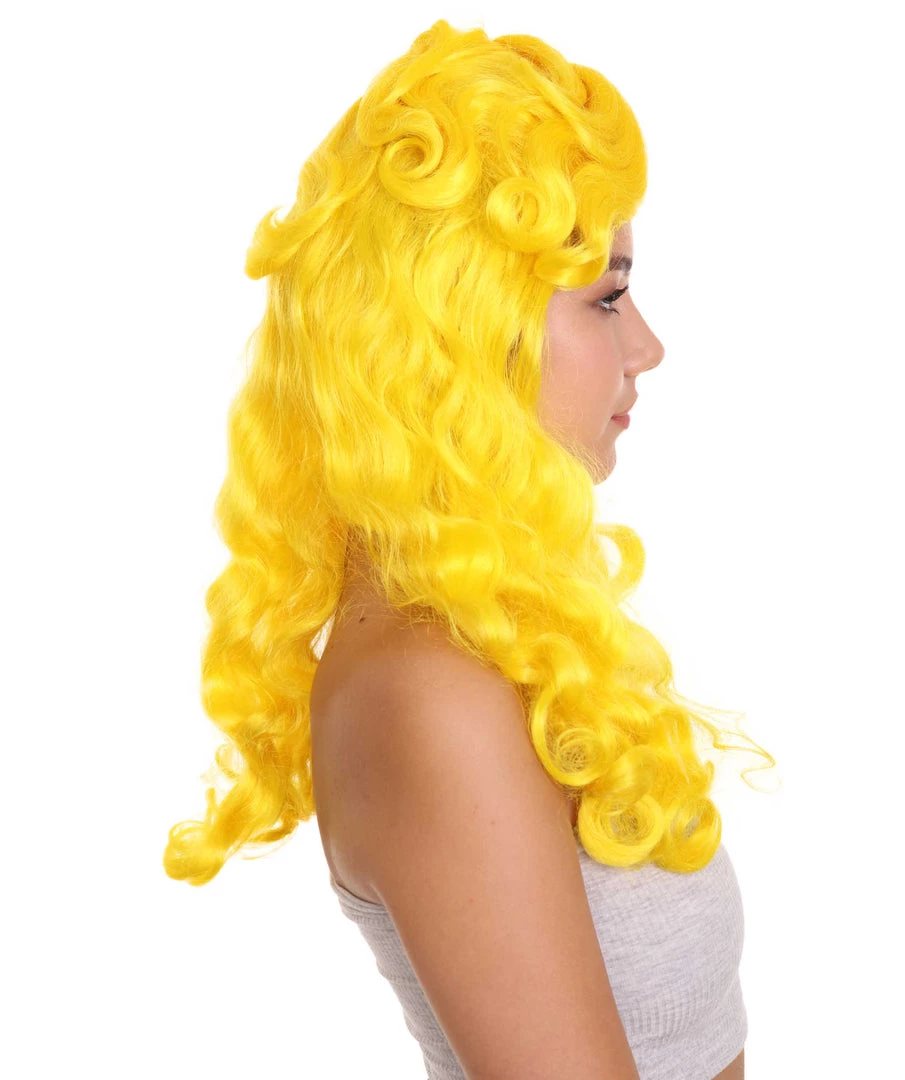 HPO Women's Long Length Side Part Yellow Wavy Cosplay Wig | Premium Breathable Capless Cap 5 HPO Women's Long Length Side Part Yellow Wavy Cosplay Wig | Premium Breathable Capless Cap