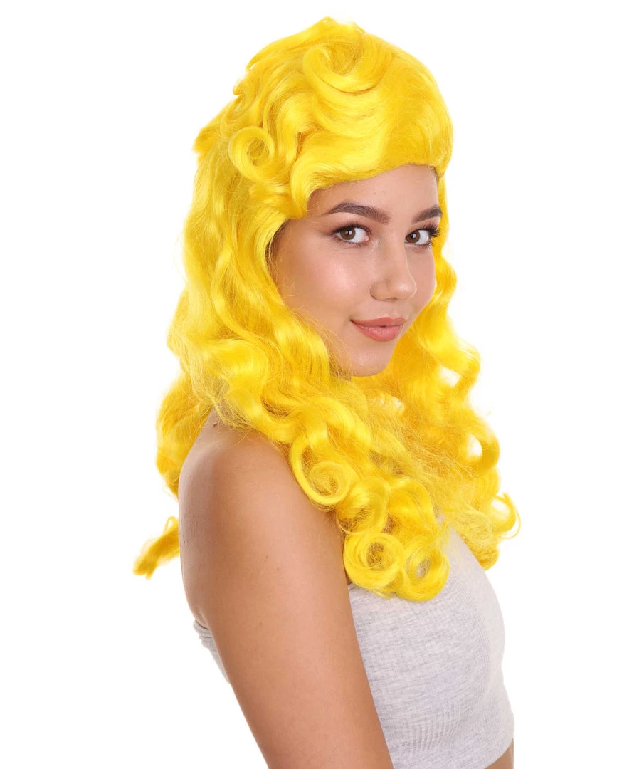 HPO Women's Long Length Side Part Yellow Wavy Cosplay Wig | Premium Breathable Capless Cap 6 HPO Women's Long Length Side Part Yellow Wavy Cosplay Wig | Premium Breathable Capless Cap