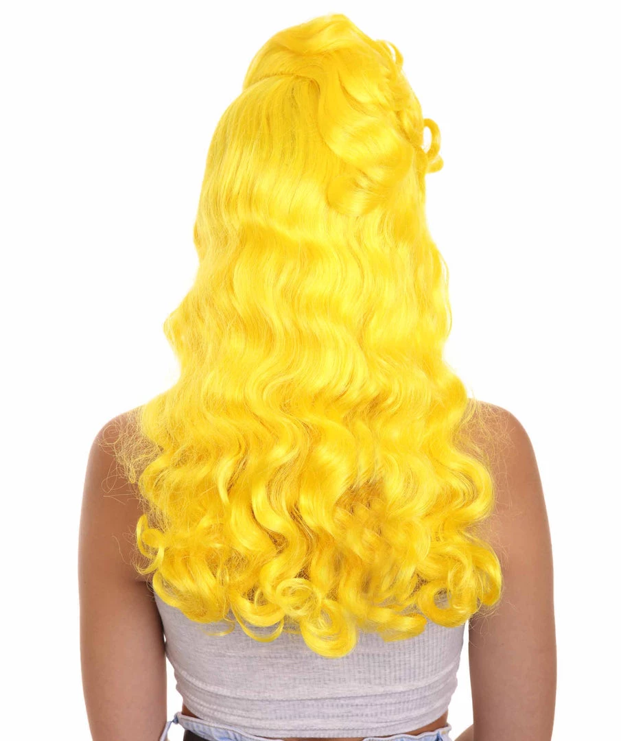HPO Women's Long Length Side Part Yellow Wavy Cosplay Wig | Premium Breathable Capless Cap 4 HPO Women's Long Length Side Part Yellow Wavy Cosplay Wig | Premium Breathable Capless Cap
