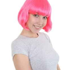 HPO Womens Pink Lady Bob Wig | Modern Bob Medium Cosplay Halloween Wig | Premium Breathable Capless Cap Men's
