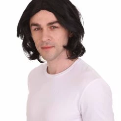 HPO Men's Shoulder Length Straight Snape Dark Arts Wig | Black Cosplay Wig | Premium Breathable Capless Cap