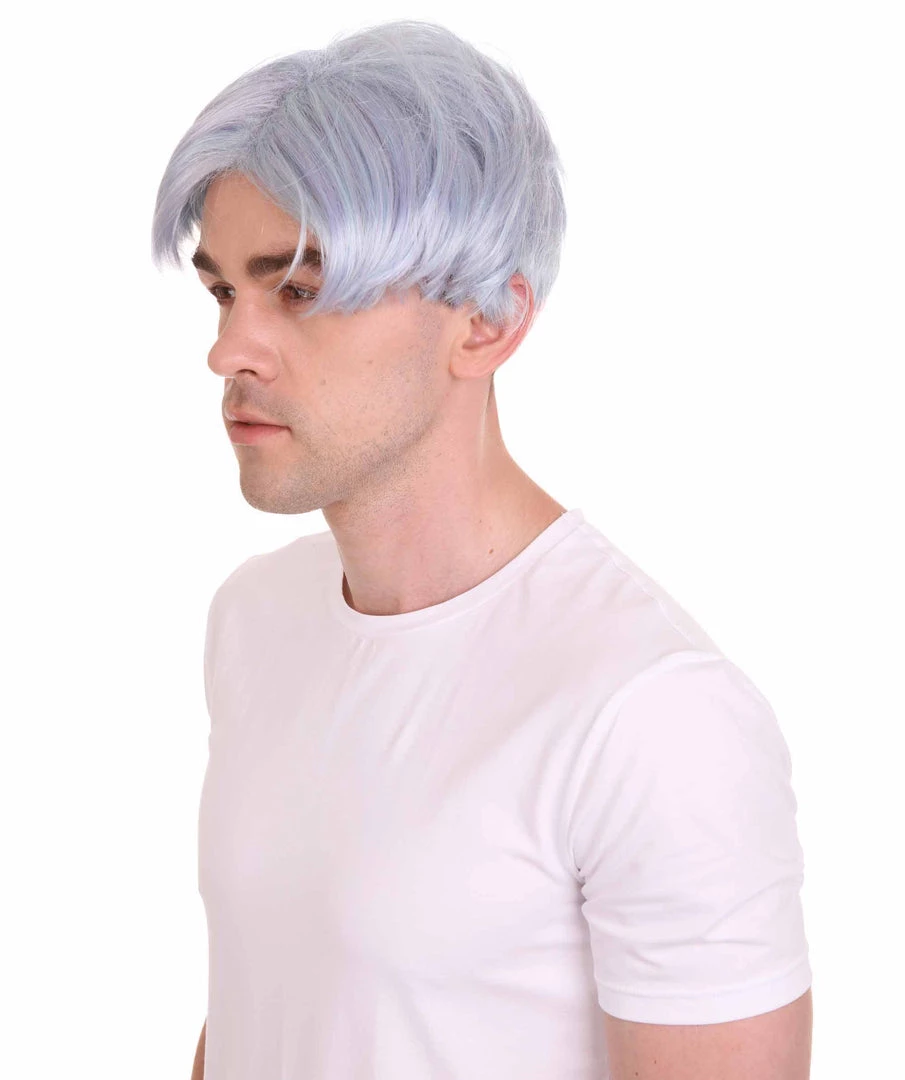 HPO K-Pop | Men's Short Straight Middle Part Grey K Pop Cosplay Wig | Premium Breathable Capless Cap 4 HPO K-Pop | Men's Short Straight Middle Part Grey K Pop Cosplay Wig | Premium Breathable Capless Cap
