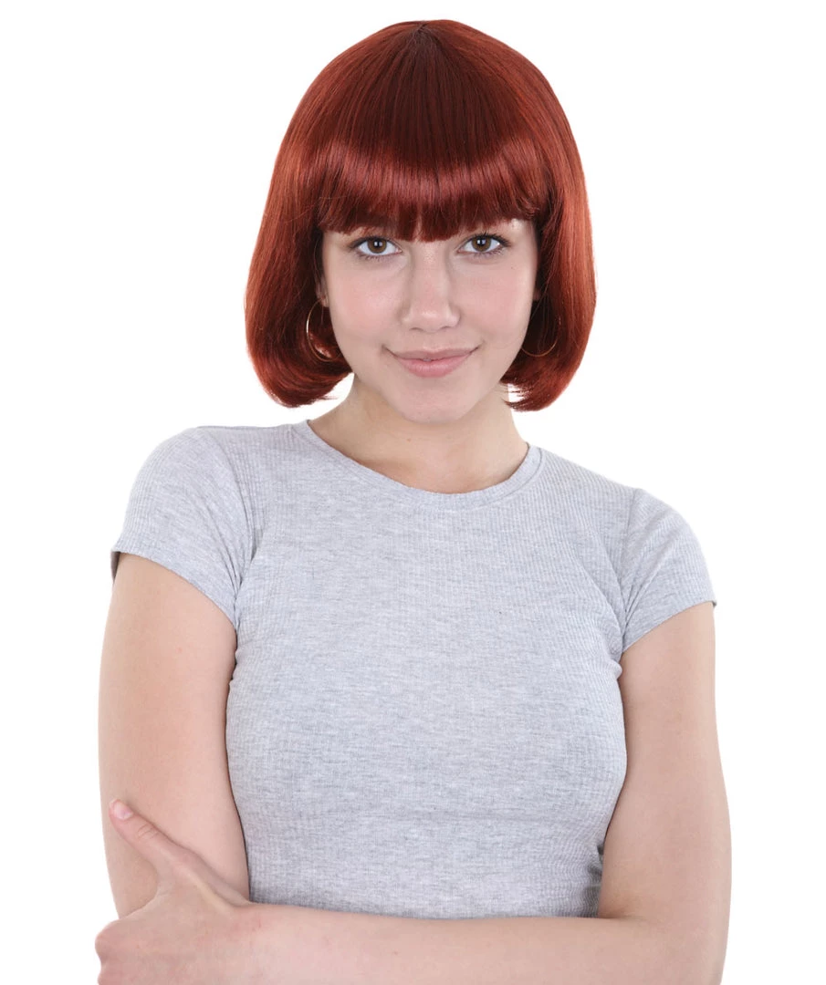 HPO Women's Bob Wig | Brown Short Halloween Wig | Premium Breathable Capless Cap 1 HPO Women's Bob Wig | Brown Short Halloween Wig | Premium Breathable Capless Cap