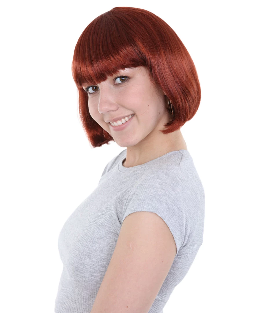 HPO Women's Bob Wig | Brown Short Halloween Wig | Premium Breathable Capless Cap 3 HPO Women's Bob Wig | Brown Short Halloween Wig | Premium Breathable Capless Cap