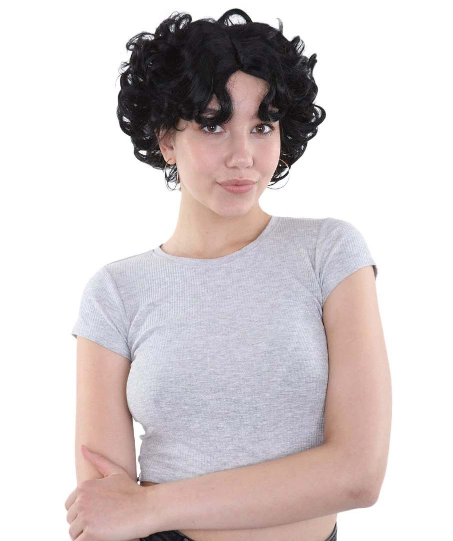 HPO Womens Ritzy Wig | Black Short Curly TV/Movie Wig | Premium Breathable Capless Cap Men's 1 HPO Womens Ritzy Wig | Black Short Curly TV/Movie Wig | Premium Breathable Capless Cap Men's