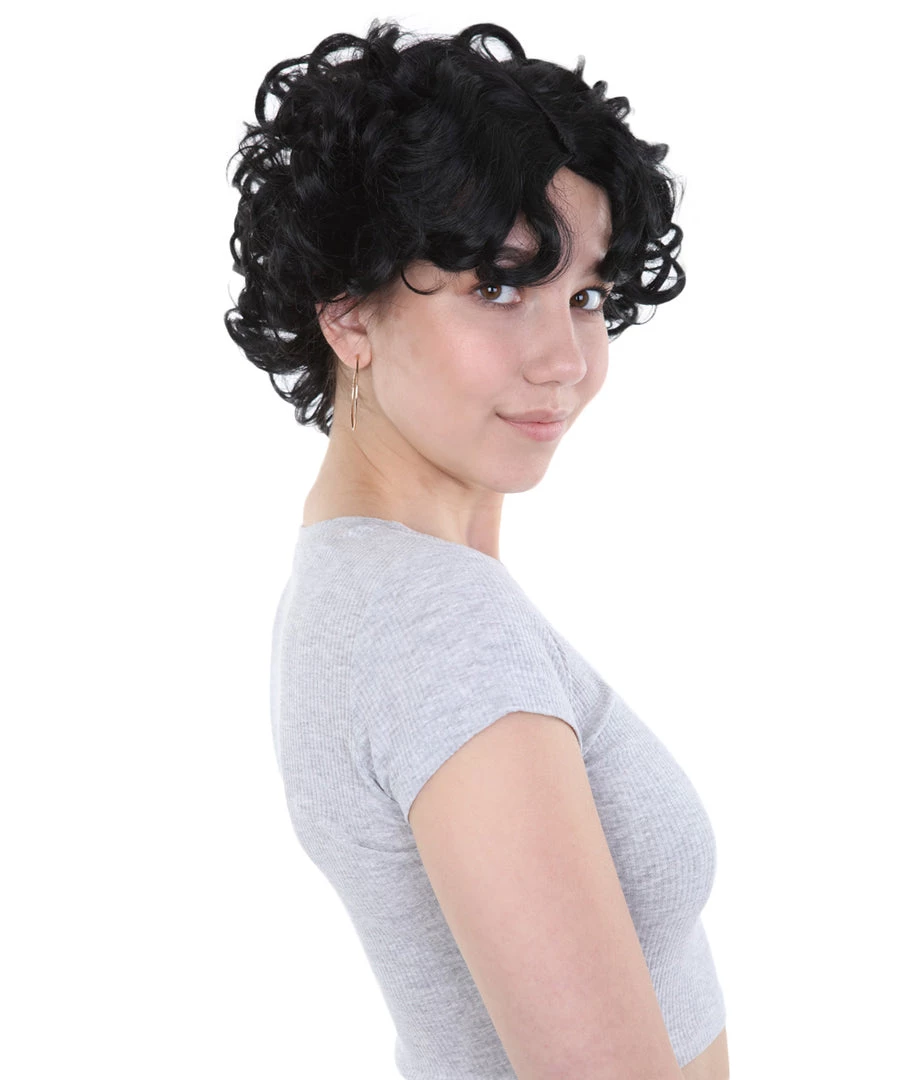 HPO Womens Ritzy Wig | Black Short Curly TV/Movie Wig | Premium Breathable Capless Cap Men's 5 HPO Womens Ritzy Wig | Black Short Curly TV/Movie Wig | Premium Breathable Capless Cap Men's