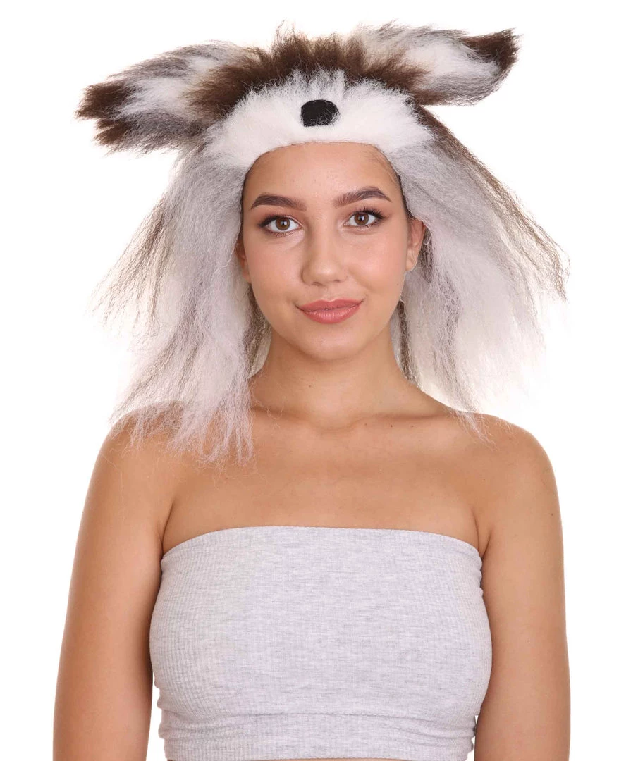 HPO Furry Dog Collection | Women's White And Brown Straight Furry Dog Costume Cosplay Wig | Premium Breathable Capless Cap 1 HPO Furry Dog Collection | Women's White And Brown Straight Furry Dog Costume Cosplay Wig | Premium Breathable Capless Cap