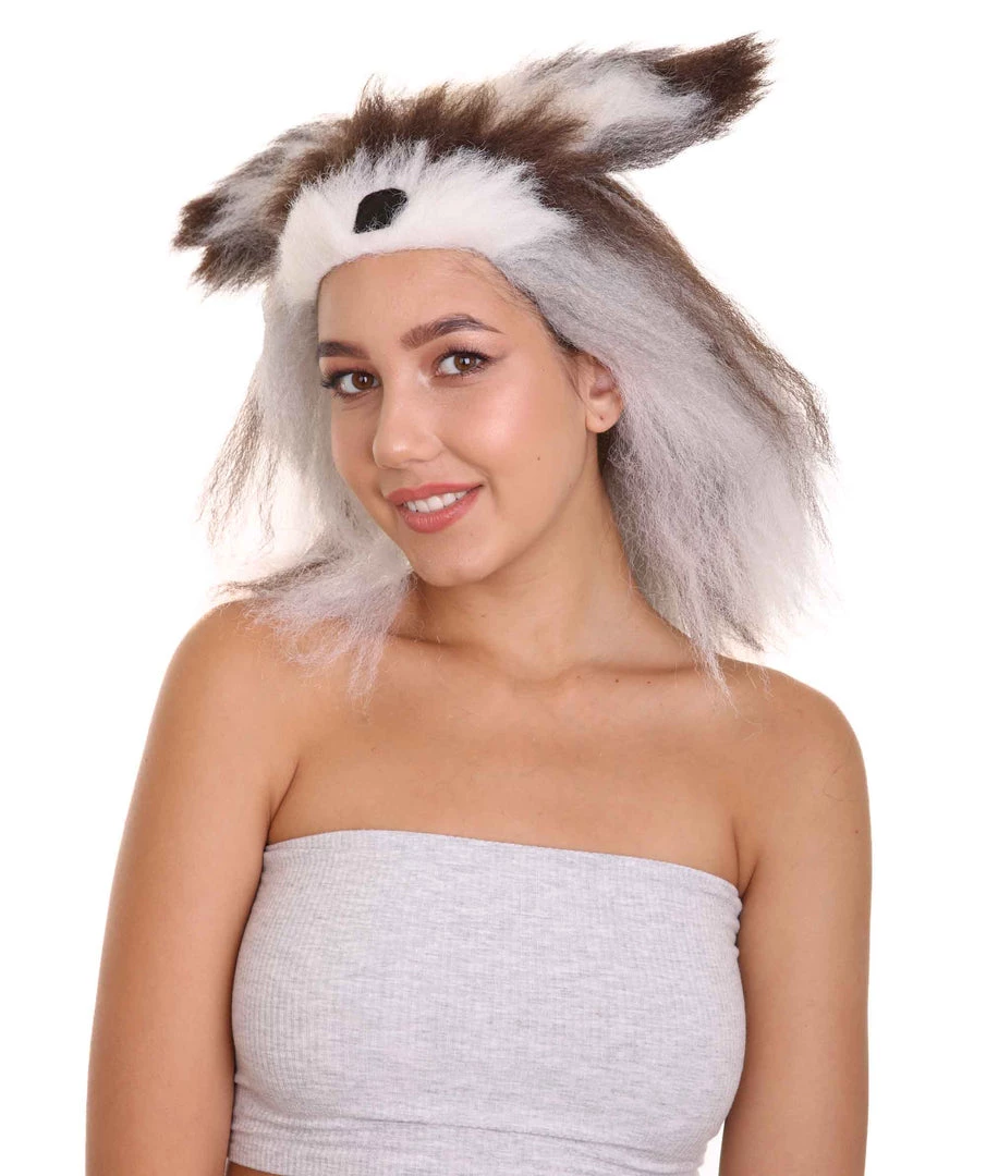 HPO Furry Dog Collection | Women's White And Brown Straight Furry Dog Costume Cosplay Wig | Premium Breathable Capless Cap 2 HPO Furry Dog Collection | Women's White And Brown Straight Furry Dog Costume Cosplay Wig | Premium Breathable Capless Cap