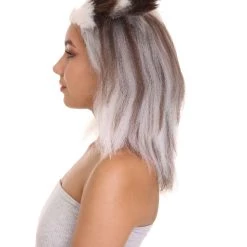 HPO Furry Dog Collection | Women's White And Brown Straight Furry Dog Costume Cosplay Wig | Premium Breathable Capless Cap 10 HPO Furry Dog Collection | Women's White And Brown Straight Furry Dog Costume Cosplay Wig | Premium Breathable Capless Cap