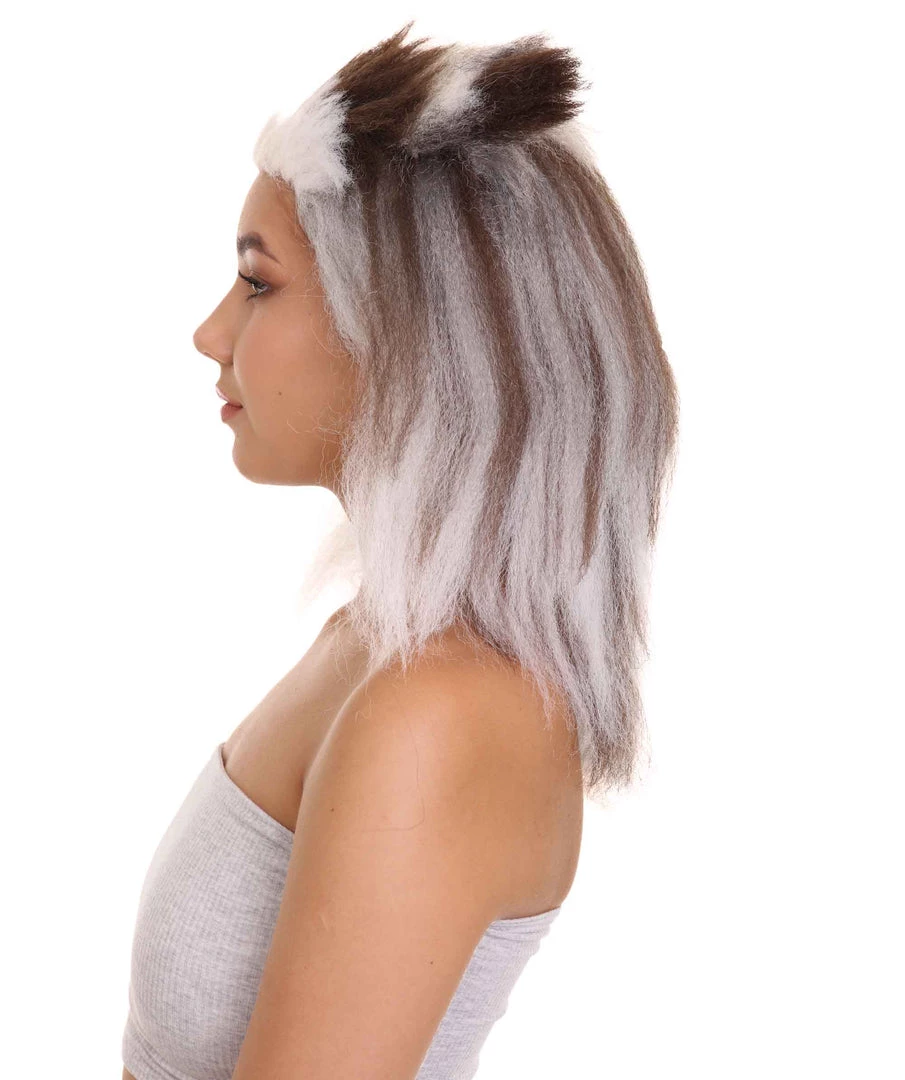 HPO Furry Dog Collection | Women's White And Brown Straight Furry Dog Costume Cosplay Wig | Premium Breathable Capless Cap 3 HPO Furry Dog Collection | Women's White And Brown Straight Furry Dog Costume Cosplay Wig | Premium Breathable Capless Cap