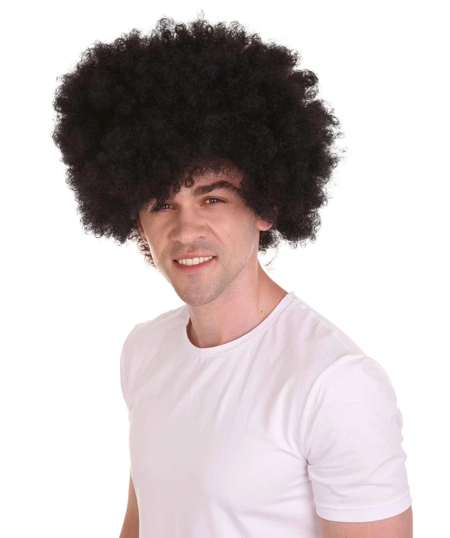 HPO Men Disco Afro Wig | Jumbo Cosplay Halloween Wig | Premium Breathable Capless Cap 1 HPO Men Disco Afro Wig | Jumbo Cosplay Halloween Wig | Premium Breathable Capless Cap