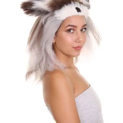 HPO Furry Dog Collection | Women's White And Brown Straight Furry Dog Costume Cosplay Wig | Premium Breathable Capless Cap 13 HPO Furry Dog Collection | Women's White And Brown Straight Furry Dog Costume Cosplay Wig | Premium Breathable Capless Cap