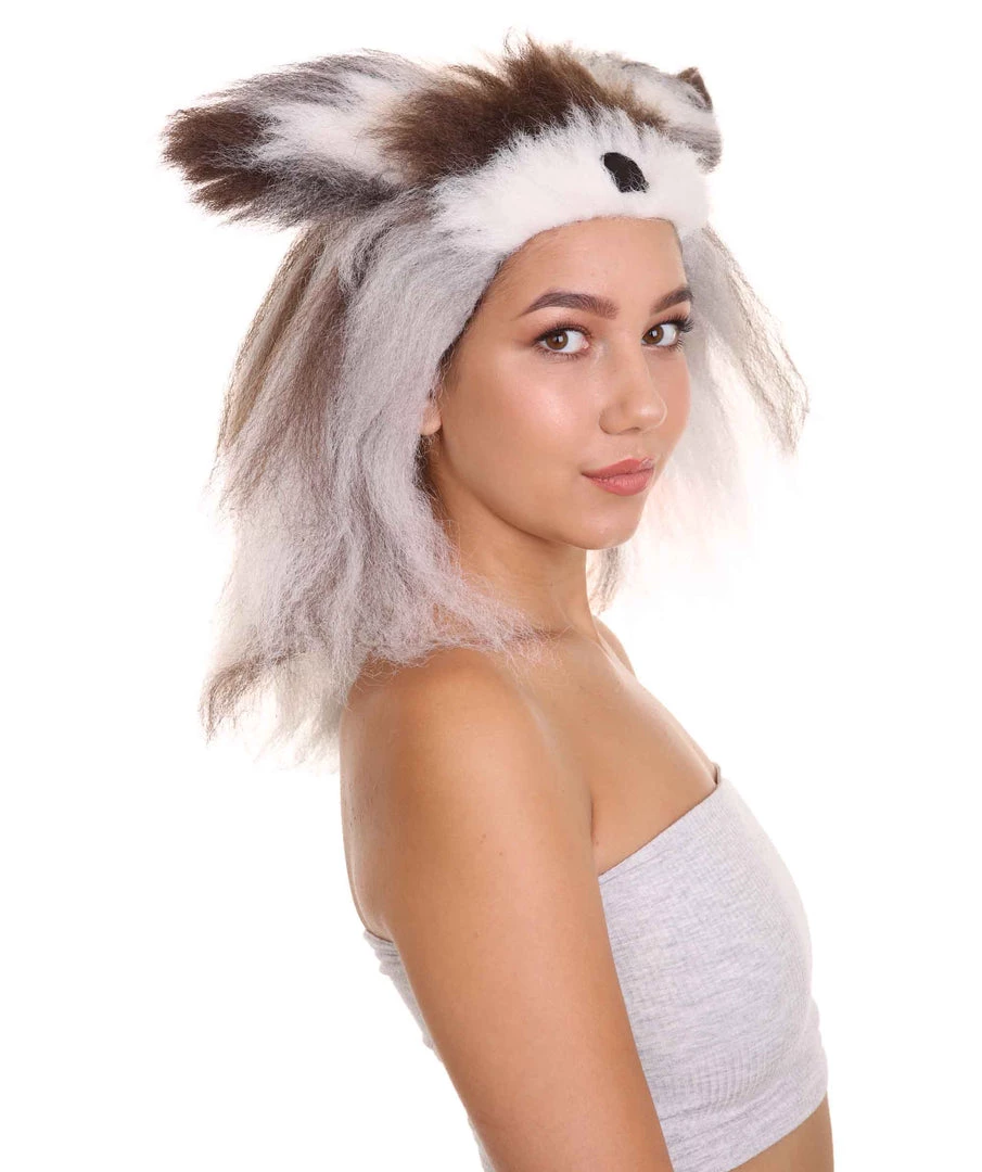 HPO Furry Dog Collection | Women's White And Brown Straight Furry Dog Costume Cosplay Wig | Premium Breathable Capless Cap 6 HPO Furry Dog Collection | Women's White And Brown Straight Furry Dog Costume Cosplay Wig | Premium Breathable Capless Cap