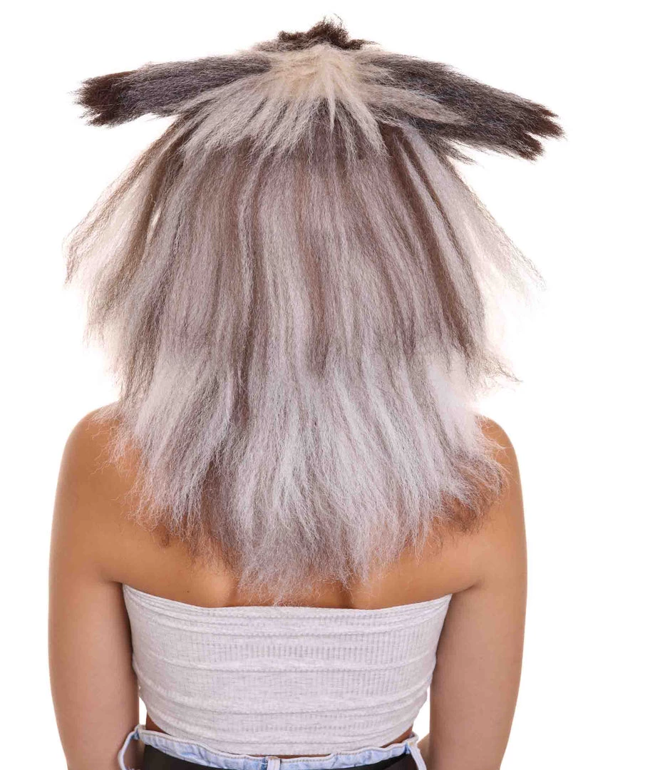 HPO Furry Dog Collection | Women's White And Brown Straight Furry Dog Costume Cosplay Wig | Premium Breathable Capless Cap 4 HPO Furry Dog Collection | Women's White And Brown Straight Furry Dog Costume Cosplay Wig | Premium Breathable Capless Cap
