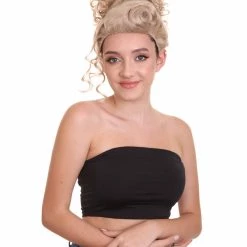 HPO Womens Short Length Blonde Curly Pinned Up Calm Down Cosplay Wig | Premium Breathable Capless Cap Women's