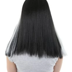 HPO Men's Medium Vampiress Womens Wig | Thick Black & White Wig | Premium Breathable Capless Cap