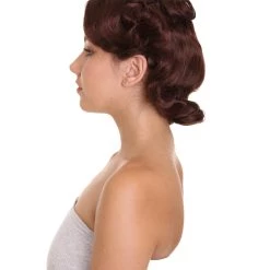 HPO Women's Shoulder Length Side Part Brown Straight The Duchess Cosplay Wig | Premium Breathable Capless Cap