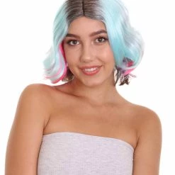 HPO Women's Fashion Mixed Color Womens Wig | Colorful Stage Party Character Cosplay Halloween Wig | Premium Breathable Capless Cap