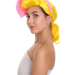 HPO Women's Animation Style Wig With Bow | Yellow Wigs | Premium Breathable Capless Cap 12 HPO Women's Animation Style Wig With Bow | Yellow Wigs | Premium Breathable Capless Cap