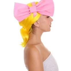HPO Women's Animation Style Wig With Bow | Yellow Wigs | Premium Breathable Capless Cap 15 HPO Women's Animation Style Wig With Bow | Yellow Wigs | Premium Breathable Capless Cap