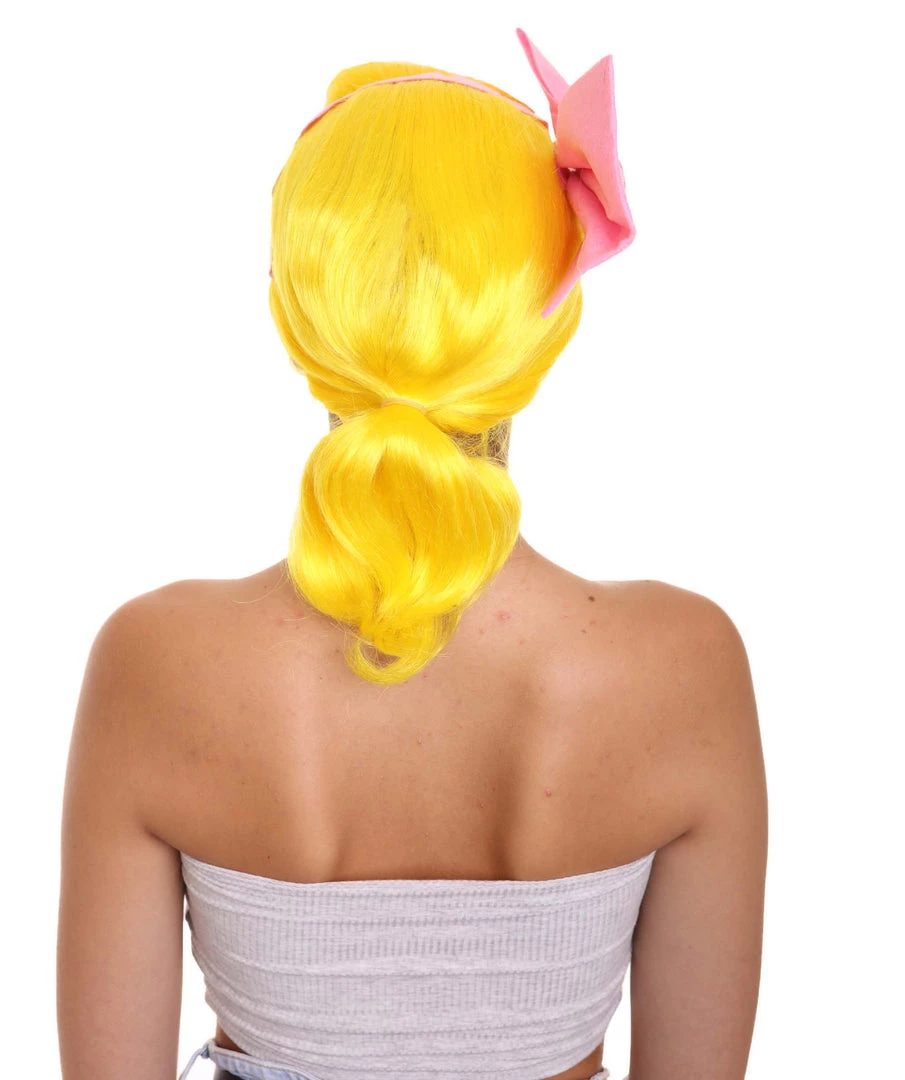 HPO Women's Animation Style Wig With Bow | Yellow Wigs | Premium Breathable Capless Cap 5 HPO Women's Animation Style Wig With Bow | Yellow Wigs | Premium Breathable Capless Cap
