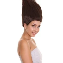 HPO Troll World Tour | Women's Troll Black Straight Spiked Cosplay Wig | Premium Breathable Capless Cap